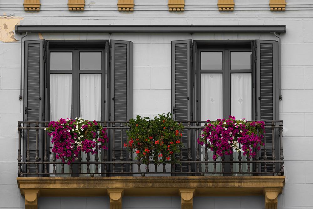 balcony with flowers
